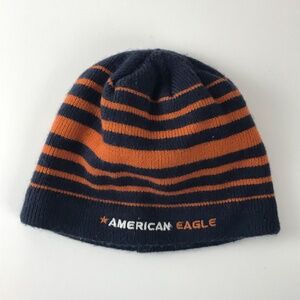 AE American Eagle Orange Blue Stripe Winter Hat